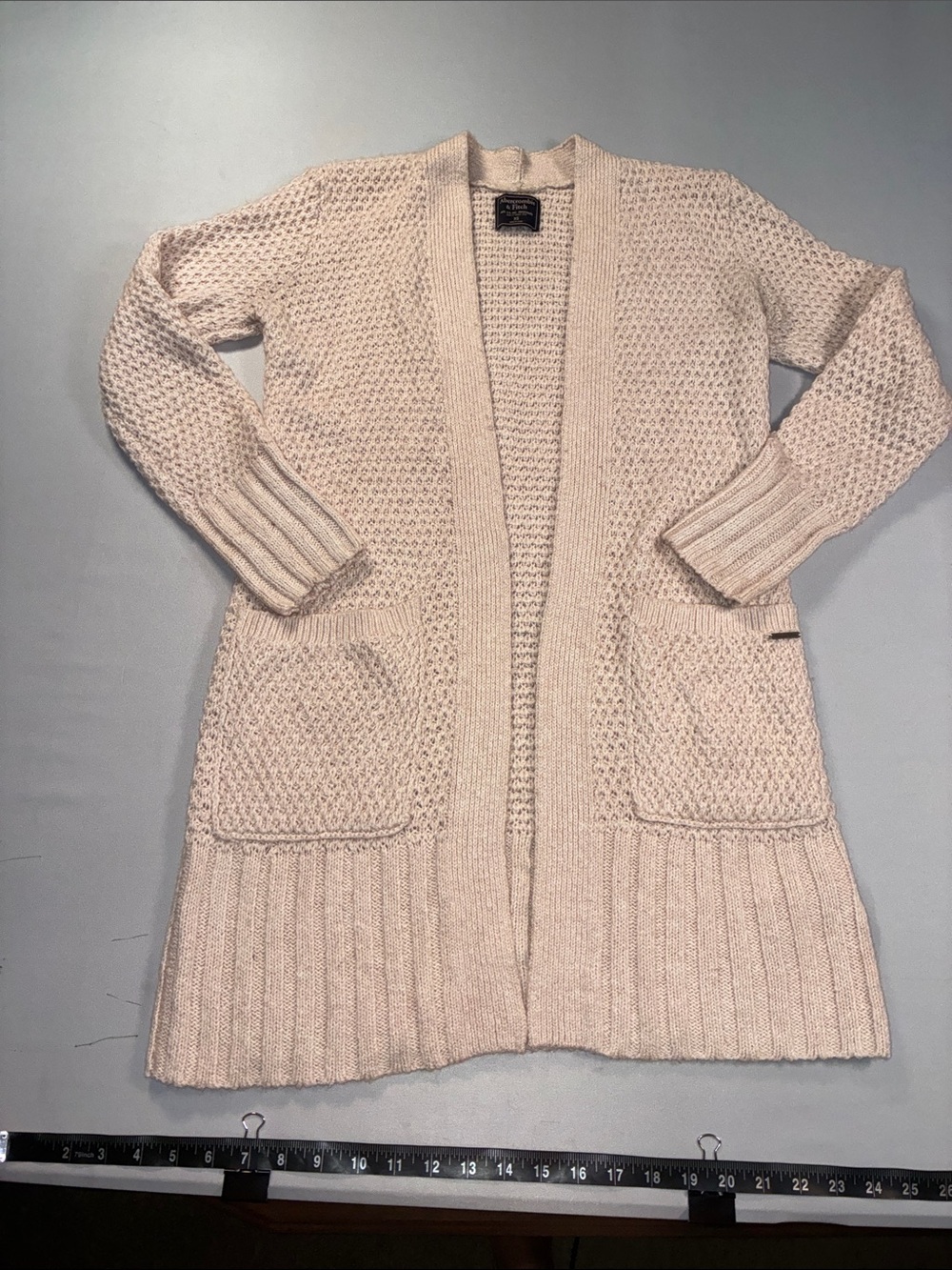 Abercrombie & Fitch Cream Knit Open-Front Cardigan Womens XS